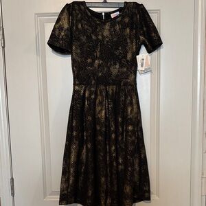 LuLaRoe Black and Gold Amelia Dress